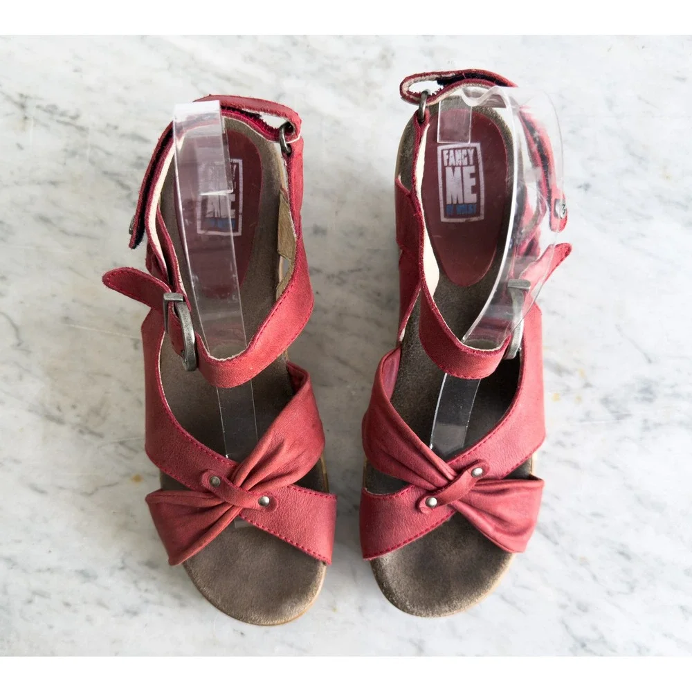Wolky‎ Fancy Me red leather wedge sandals size 42